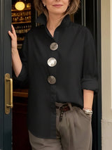 Oversized Button Stand - Collar Blouse - Vendune.com